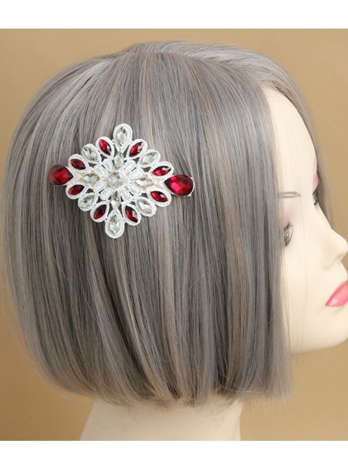 Palace Fashion Retro Baroque White Lace Ruby Handmade Female Spring Hairpin