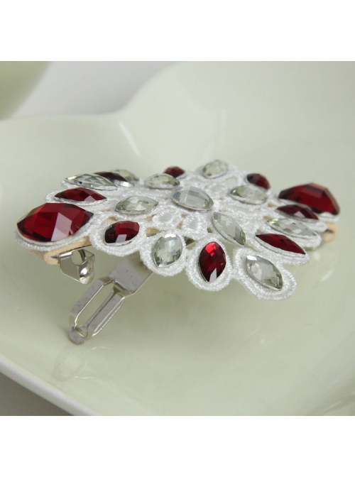 Palace Fashion Retro Baroque White Lace Ruby Handmade Female Spring Hairpin