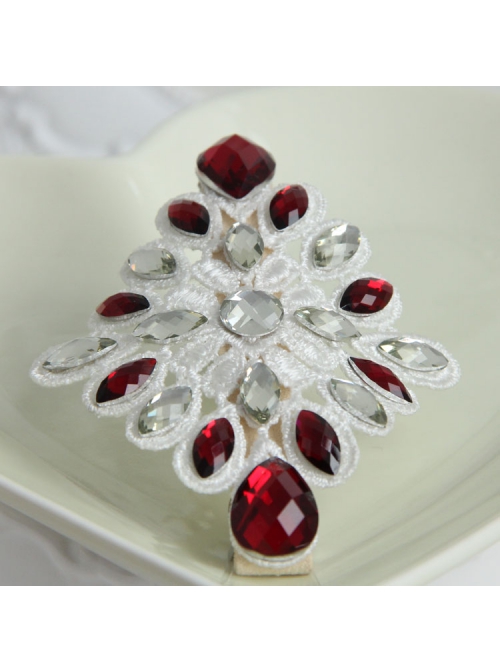 Palace Fashion Retro Baroque White Lace Ruby Handmade Female Spring Hairpin