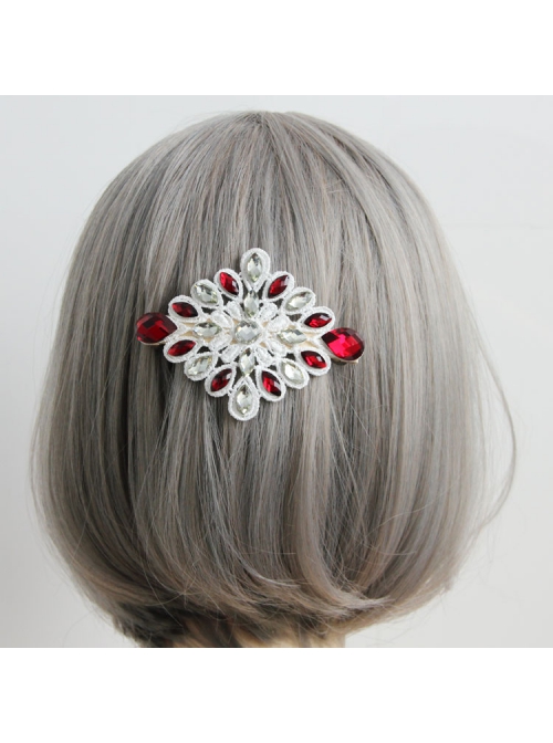 Palace Fashion Retro Baroque White Lace Ruby Handmade Female Spring Hairpin