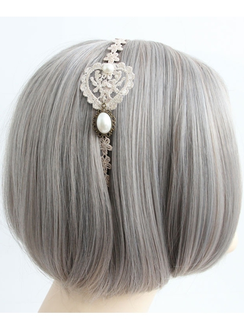 Handmade Elegant Boutique Fashion Retro Golden Lace Pearl Flower Female Hair Band