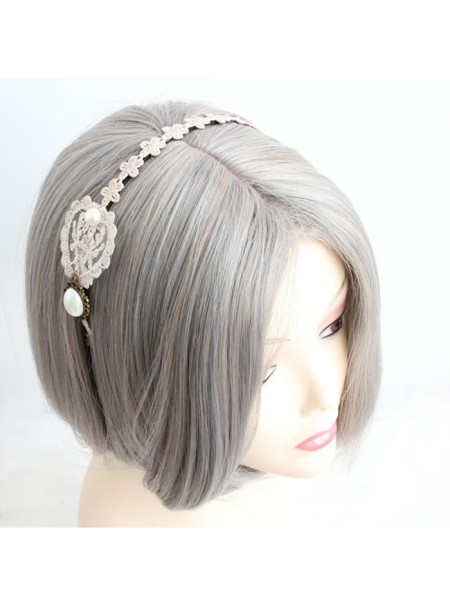 Handmade Elegant Boutique Fashion Retro Golden Lace Pearl Flower Female Hair Band