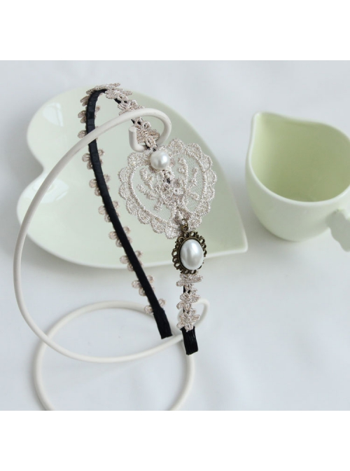Handmade Elegant Boutique Fashion Retro Golden Lace Pearl Flower Female Hair Band
