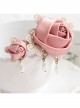 Classical Fashion Lady Pink Rose Flower Golden Lace White Pearl Handmade Hairpin