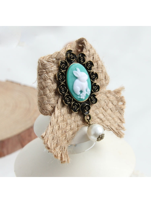 Fashion Personality Rabbit White Pearl Retro Hemp Rope Female Brooch