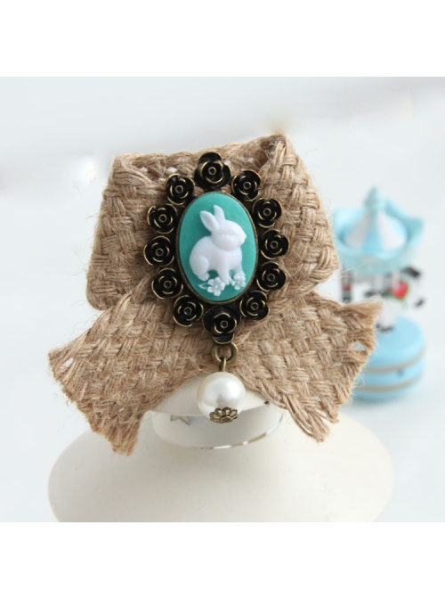 Fashion Personality Rabbit White Pearl Retro Hemp Rope Female Brooch