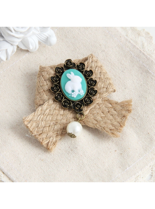 Fashion Personality Rabbit White Pearl Retro Hemp Rope Female Brooch