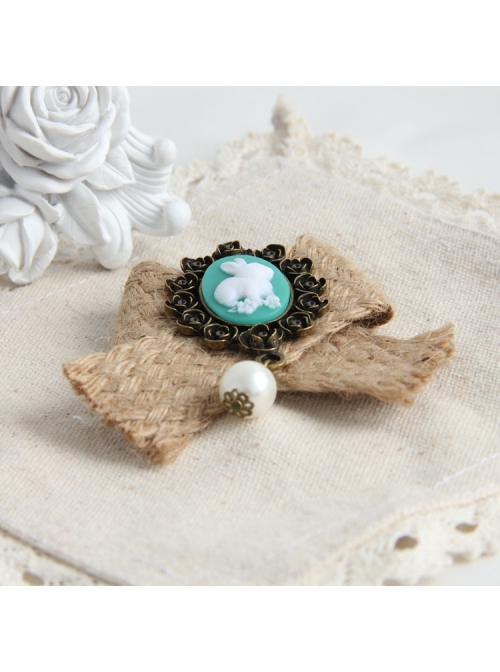 Fashion Personality Rabbit White Pearl Retro Hemp Rope Female Brooch