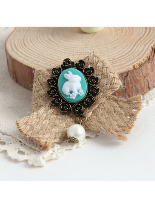 Fashion Personality Rabbit White Pearl Retro Hemp Rope Female Brooch