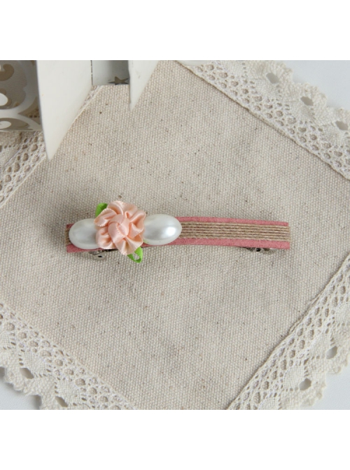 Handmade Fashion Elegant Cute Lady White Pearl Pink Flower Spring Hairpin