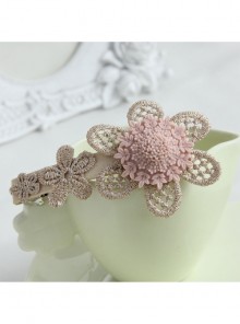Fashion Retro Cute Elegant Handmade Golden Lace Pink Flowers Female Hairpin