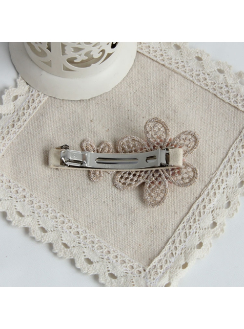 Fashion Retro Cute Elegant Handmade Golden Lace Pink Flowers Female Hairpin
