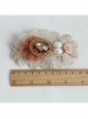 Fashion Elegant Handmade Female White Pearl Golden Lace Pink Flowers Orange Mesh Hairpin