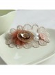 Fashion Elegant Handmade Female White Pearl Golden Lace Pink Flowers Orange Mesh Hairpin