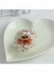 Fashion Elegant Handmade Female White Pearl Golden Lace Pink Flowers Orange Mesh Hairpin