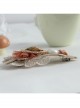Fashion Elegant Handmade Female White Pearl Golden Lace Pink Flowers Orange Mesh Hairpin