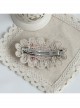 Fashion Elegant Handmade Female White Pearl Golden Lace Pink Flowers Orange Mesh Hairpin