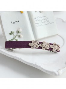 Fashion Casual Elegant Female Handmade Golden Lace Flower Purple Hairpin