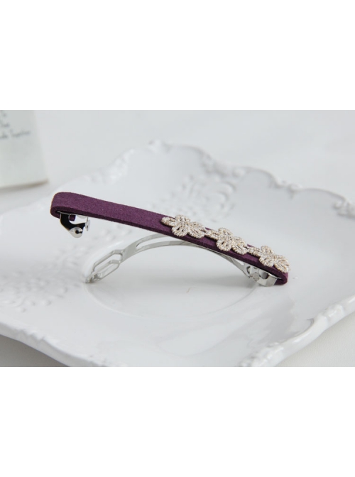 Fashion Casual Elegant Female Handmade Golden Lace Flower Purple Hairpin