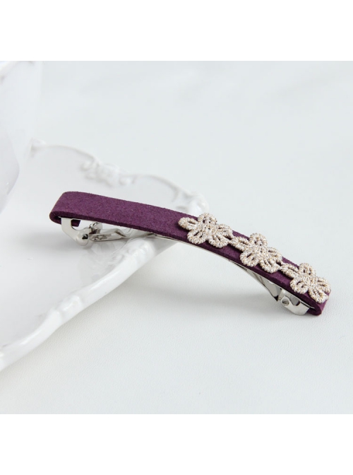 Fashion Casual Elegant Female Handmade Golden Lace Flower Purple Hairpin