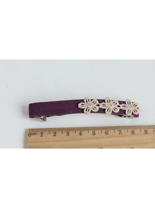 Fashion Casual Elegant Female Handmade Golden Lace Flower Purple Hairpin