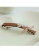 Handmade Fashion Elegant Boutique Lady Golden Lace Bow Brown Spring Hairpin