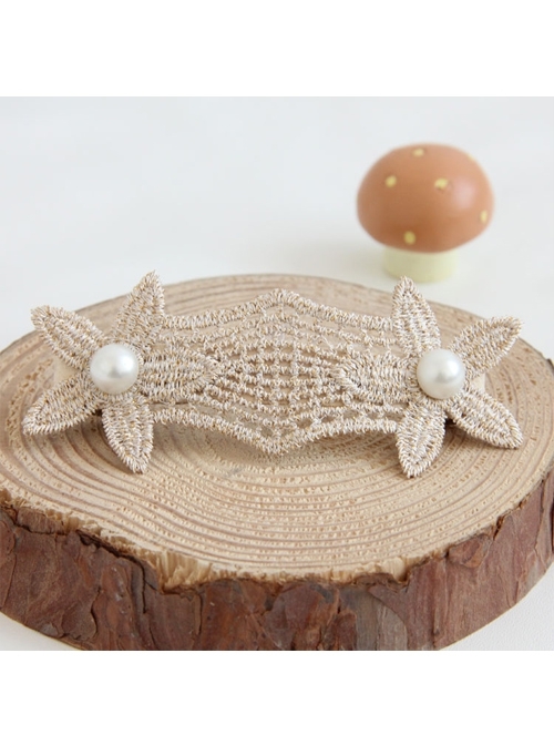 Fashion Elegant Personality White Pearl Golden Leaves Flower Lace Female Hairpin