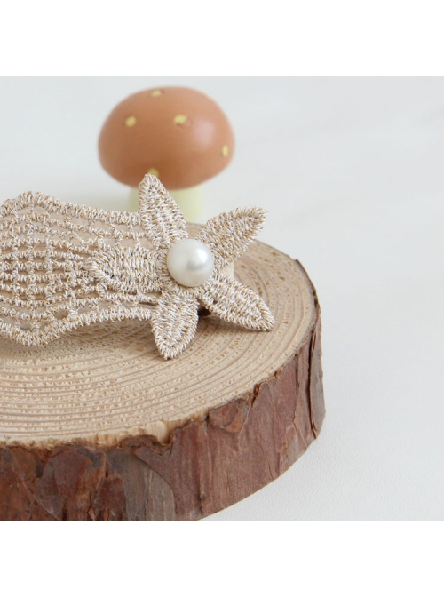 Fashion Elegant Personality White Pearl Golden Leaves Flower Lace Female Hairpin