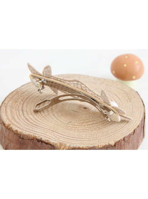 Fashion Elegant Personality White Pearl Golden Leaves Flower Lace Female Hairpin