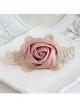 Fashion Elegant Personality Retro Golden Lace Leaves Pink Roses Female Hairpin