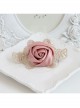 Fashion Elegant Personality Retro Golden Lace Leaves Pink Roses Female Hairpin