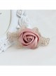 Fashion Elegant Personality Retro Golden Lace Leaves Pink Roses Female Hairpin