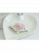 Fashion Elegant Retro Golden Lace Pink Flower Love White Pearl Lady Hairpin