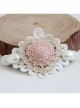Fashion Elegant Retro Golden Lace Pink Flower Love White Pearl Lady Hairpin
