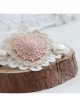 Fashion Elegant Retro Golden Lace Pink Flower Love White Pearl Lady Hairpin