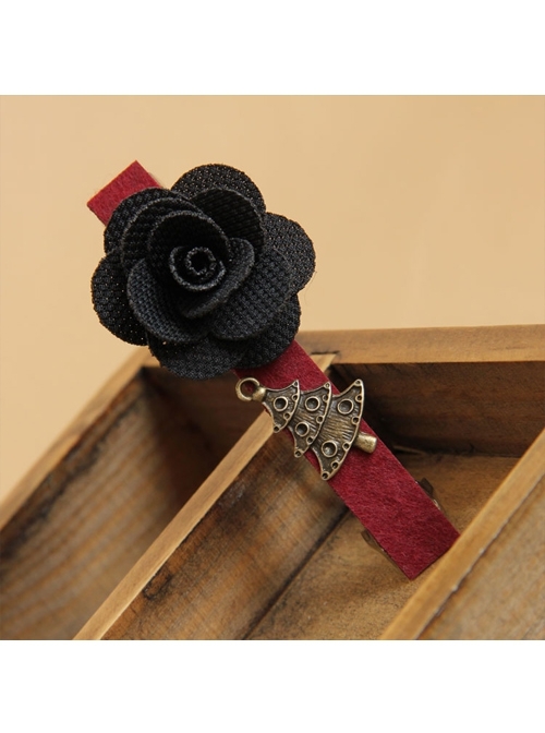 Fashion Gothic Casual Retro Christmas Tree Holiday Black Rose Handmade Red Hairpin