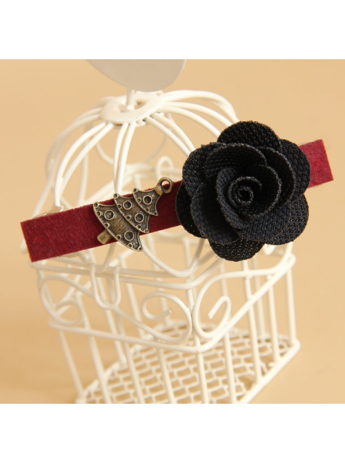 Fashion Gothic Casual Retro Christmas Tree Holiday Black Rose Handmade Red Hairpin