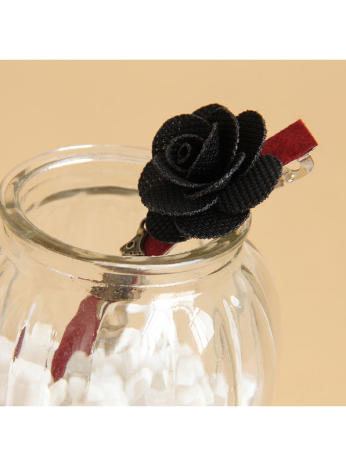 Fashion Gothic Casual Retro Christmas Tree Holiday Black Rose Handmade Red Hairpin