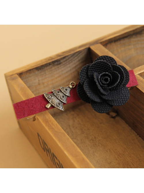 Fashion Gothic Casual Retro Christmas Tree Holiday Black Rose Handmade Red Hairpin