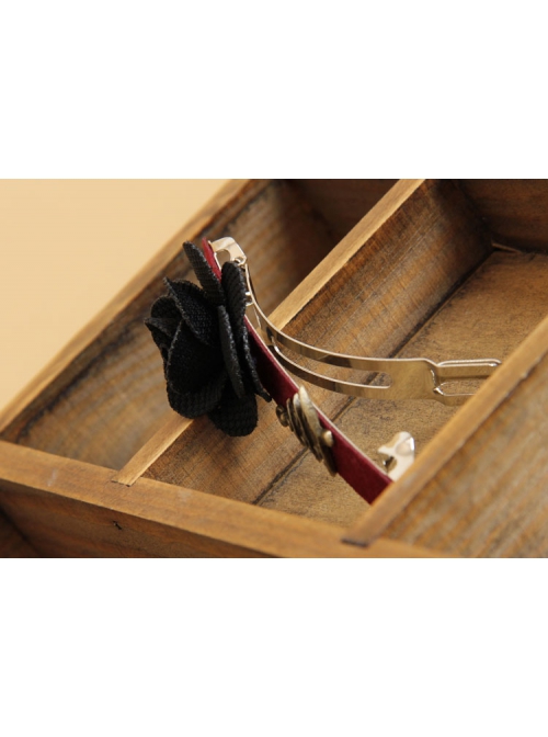 Fashion Gothic Casual Retro Christmas Tree Holiday Black Rose Handmade Red Hairpin