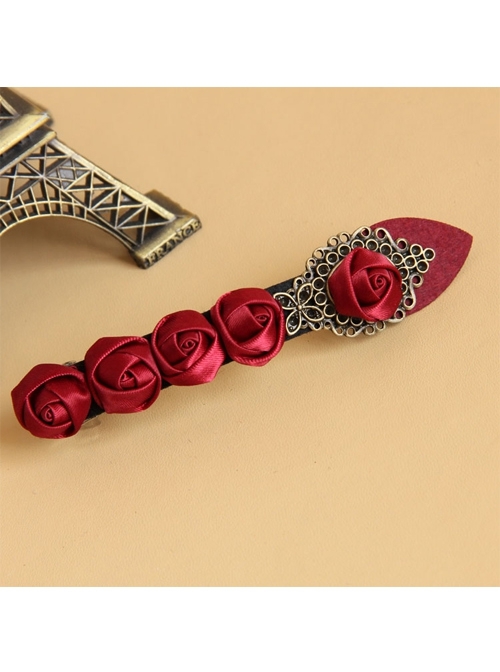 Creative Fashion Retro Personality Gothic Red Rose Festival Handmade Female Hairpin