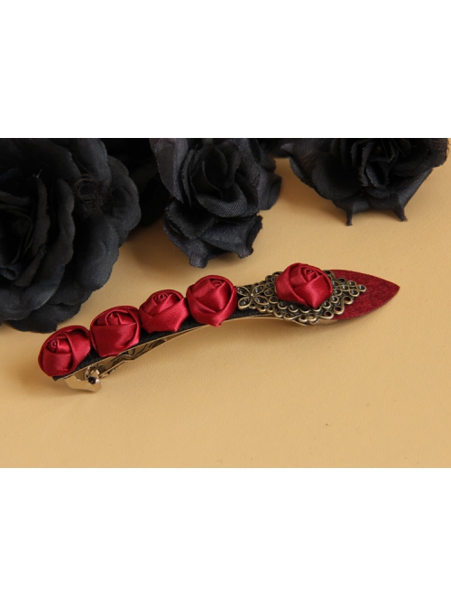 Creative Fashion Retro Personality Gothic Red Rose Festival Handmade Female Hairpin