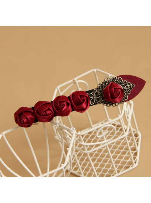 Creative Fashion Retro Personality Gothic Red Rose Festival Handmade Female Hairpin