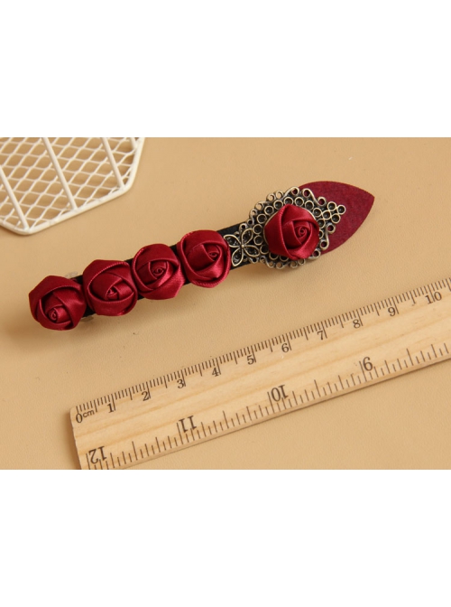 Creative Fashion Retro Personality Gothic Red Rose Festival Handmade Female Hairpin