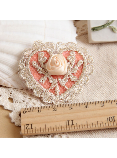 Fashion Elegant Golden Lace Pink Love Rose Flower Retro Handmade Female Hairpin