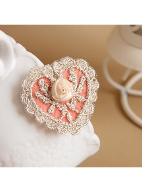 Fashion Elegant Golden Lace Pink Love Rose Flower Retro Handmade Female Hairpin
