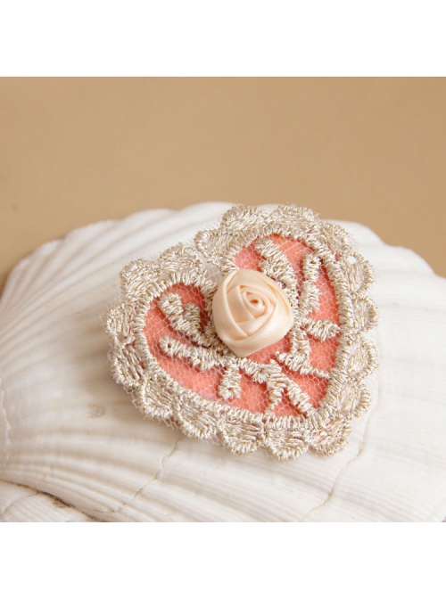Fashion Elegant Golden Lace Pink Love Rose Flower Retro Handmade Female Hairpin