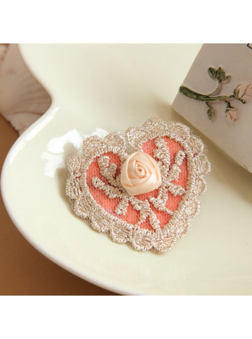 Fashion Elegant Golden Lace Pink Love Rose Flower Retro Handmade Female Hairpin