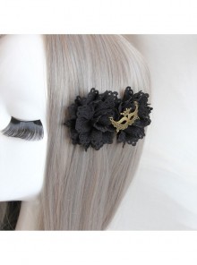 Gothic Fashion Black Fabric Flower Mask Female Handmade Retro Hairpin