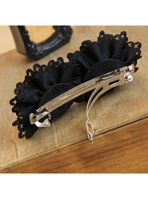 Gothic Fashion Black Fabric Flower Mask Female Handmade Retro Hairpin
